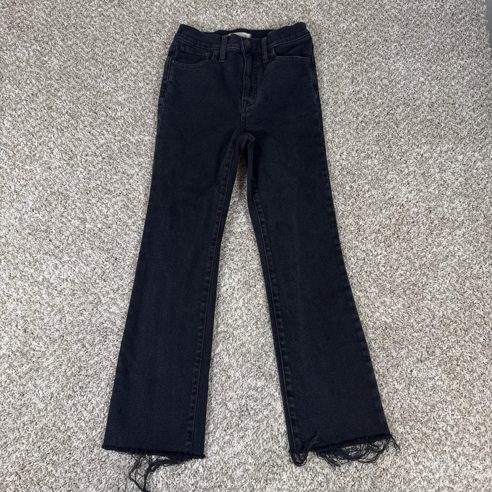 Madewell Jeans Women 26 Black Cali Demi Boot High Rise Raw Hem Stretch